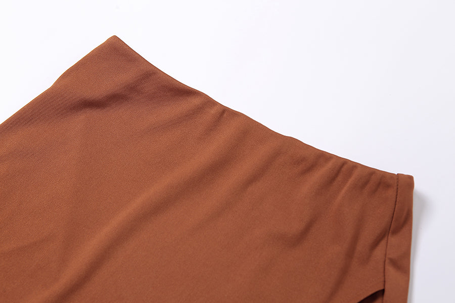 Autumn Casual Two Piece Skirts Sets Long Lantern Sleeve Lace Up Tops+Side Slit Mini Skirts Outfits The Clothing Company Sydney