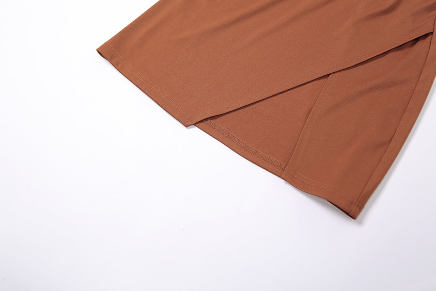 Autumn Casual Two Piece Skirts Sets Long Lantern Sleeve Lace Up Tops+Side Slit Mini Skirts Outfits The Clothing Company Sydney