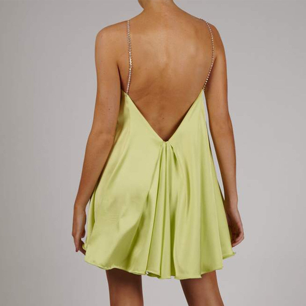 Chain Suspender Short Hollow V-neck A-line Dress Club Wear Dress The Clothing Company Sydney