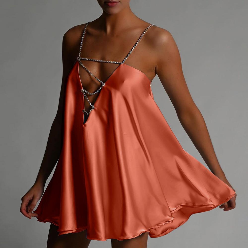 Chain Suspender Short Hollow V-neck A-line Dress Club Wear Dress The Clothing Company Sydney