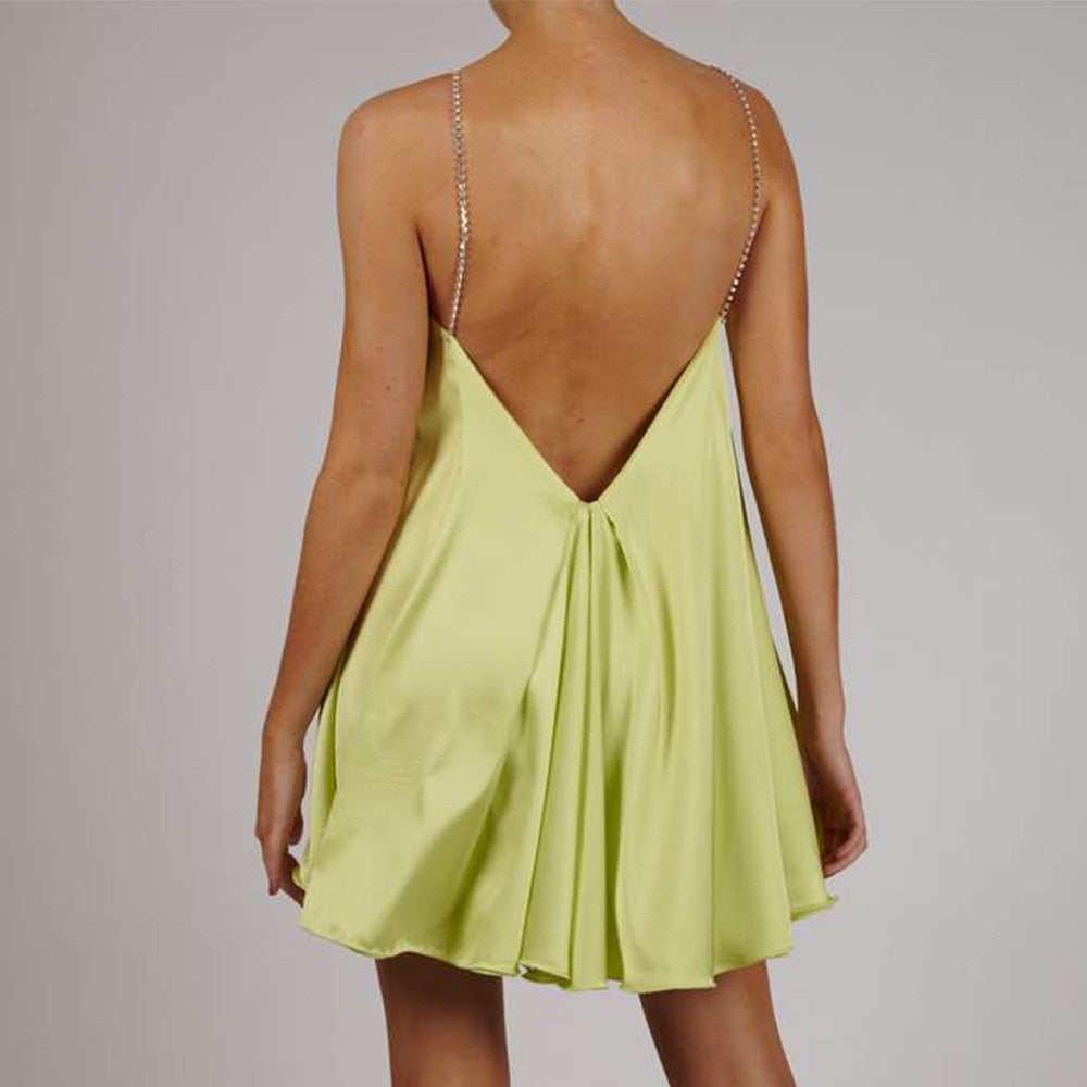 Chain Suspender Short Hollow V-neck A-line Dress Club Wear Dress The Clothing Company Sydney