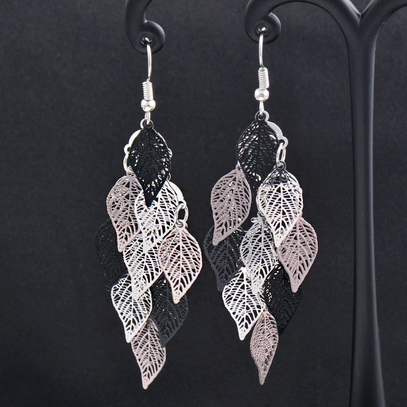 Charm White Black Enamel Gold Leaf Drop Earrings Fashion Jewelry The Clothing Company Sydney