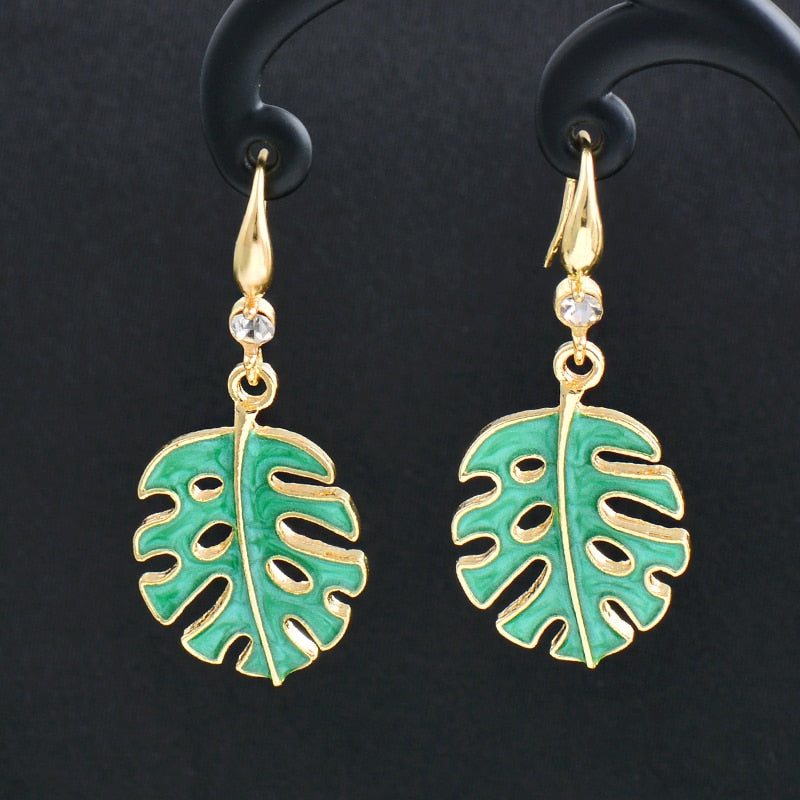 Charm White Black Enamel Gold Leaf Drop Earrings Fashion Jewelry The Clothing Company Sydney