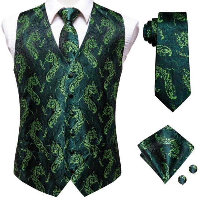 Men's Vests and Tie Business Formal Dresses Slim Vest 4piece Hanky cufflinks for Suit Blue Paisley Waistcoat The Clothing Company Sydney
