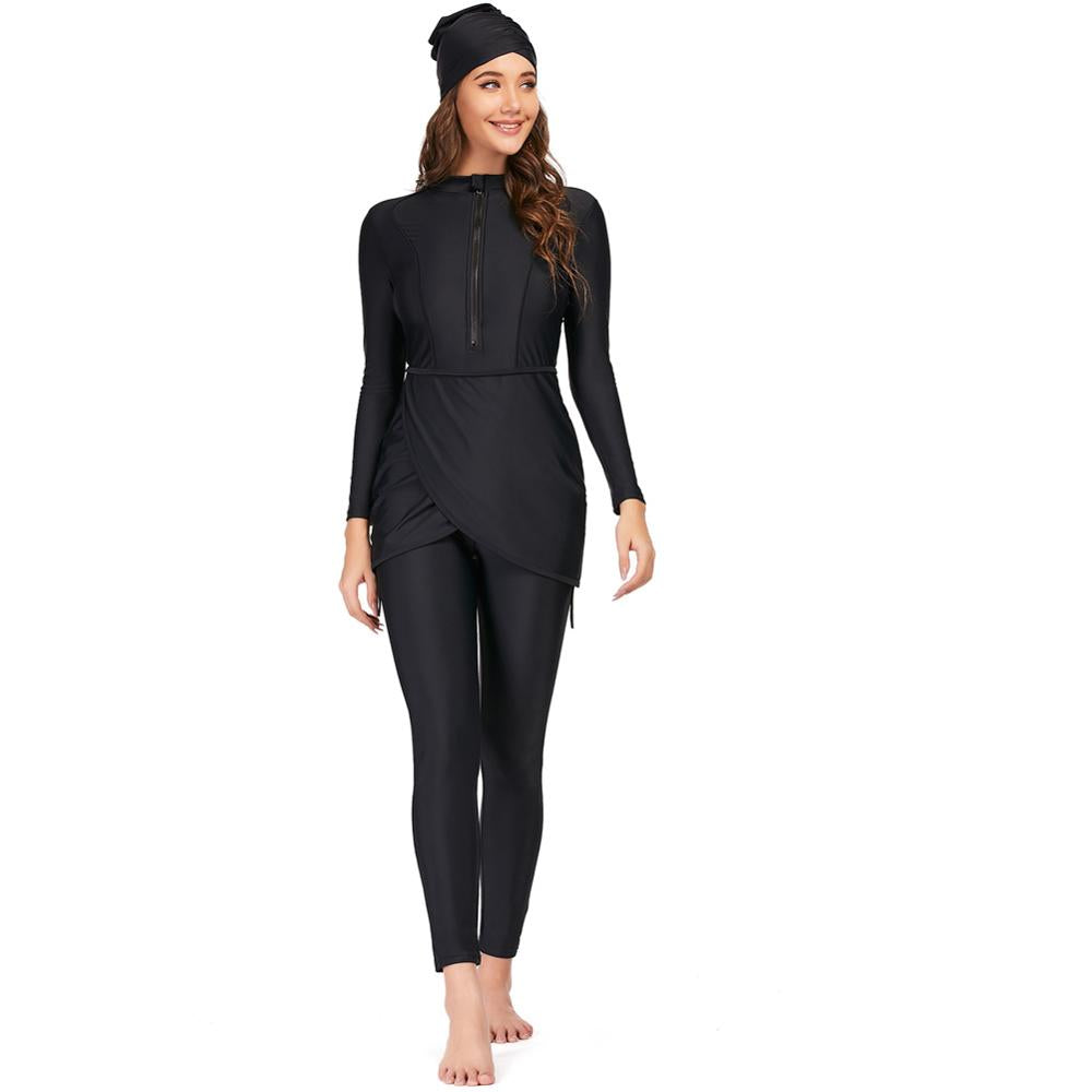 2 Piece Long sleeve solid black Swimwear Full Body Swimsuit The Clothing Company Sydney