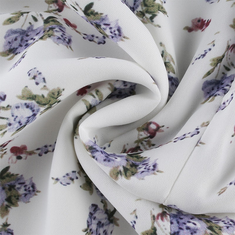 White Floral Bandage Ruched Office Puff  Sleeve High Street A line Summer Casual Mini Dress The Clothing Company Sydney