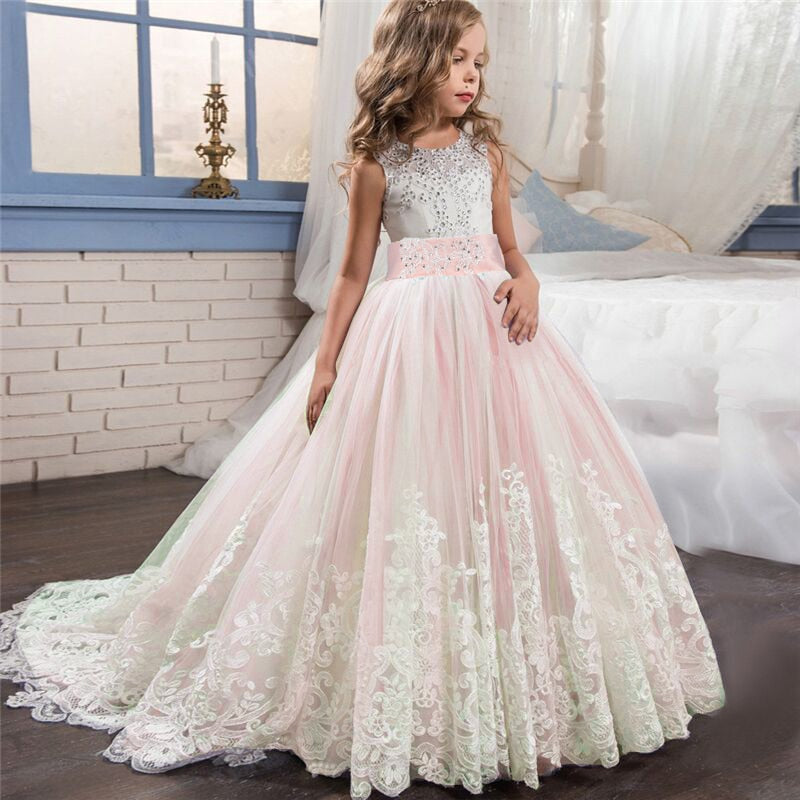 Princess Girls Formal Party Kids Long Flower Dress Wedding Evening Party Prom Ball Gown The Clothing Company Sydney