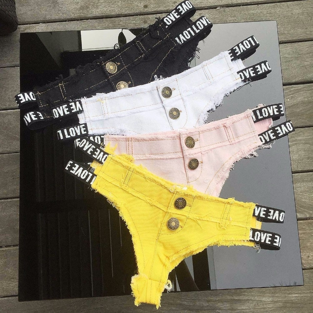 Super short jeans Ladies Low waist black White club streetwear  Denim beach shorts The Clothing Company Sydney
