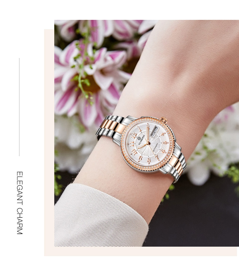 Ladies Mechanical Miyota Movt Stainless Steel Wristwatch Sapphire Automatic Self-wind Bracelet Watch The Clothing Company Sydney