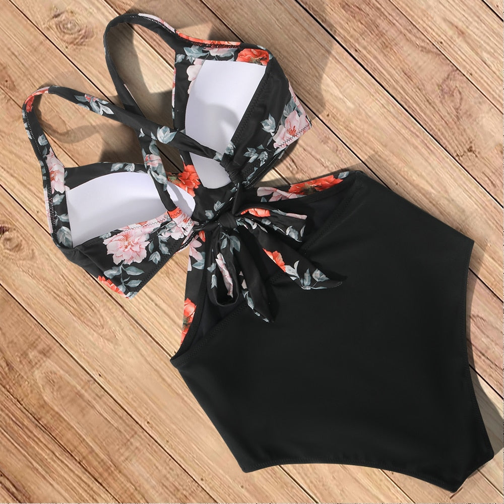 Cut Out One Piece Swimsuit Push Up Swimming Suit Bathing Suit Halter Beachwear Monokini Swimwear The Clothing Company Sydney