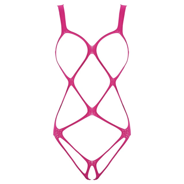 Fishnet Bodysuit Bandage Clubwear See Through Sheer Long Sleeve Open Crotch High Cut Leotard Lingerie Bodysuit The Clothing Company Sydney