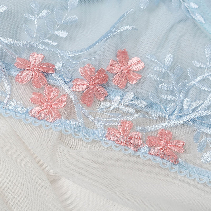 2 Piece Floral Embroidery Lingerie See Through Underwear Transparent Lingerie Lace Bra Thong Brief Set The Clothing Company Sydney