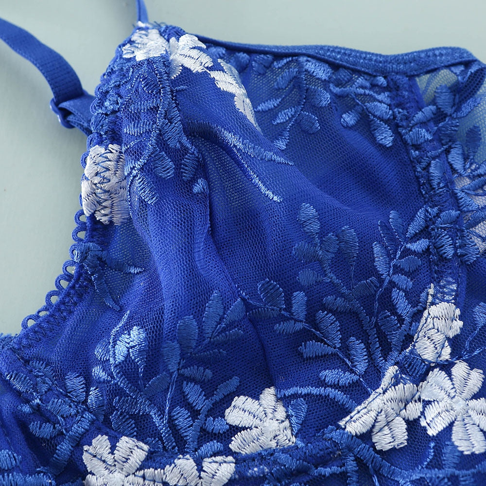 2 Piece Floral Embroidery Lingerie See Through Underwear Transparent Lingerie Lace Bra Thong Brief Set The Clothing Company Sydney