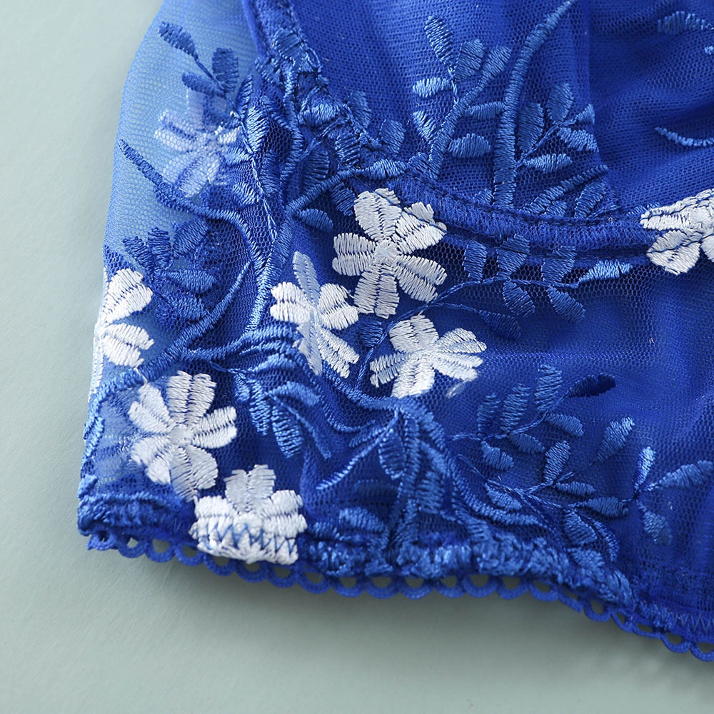 2 Piece Floral Embroidery Lingerie See Through Underwear Transparent Lingerie Lace Bra Thong Brief Set The Clothing Company Sydney