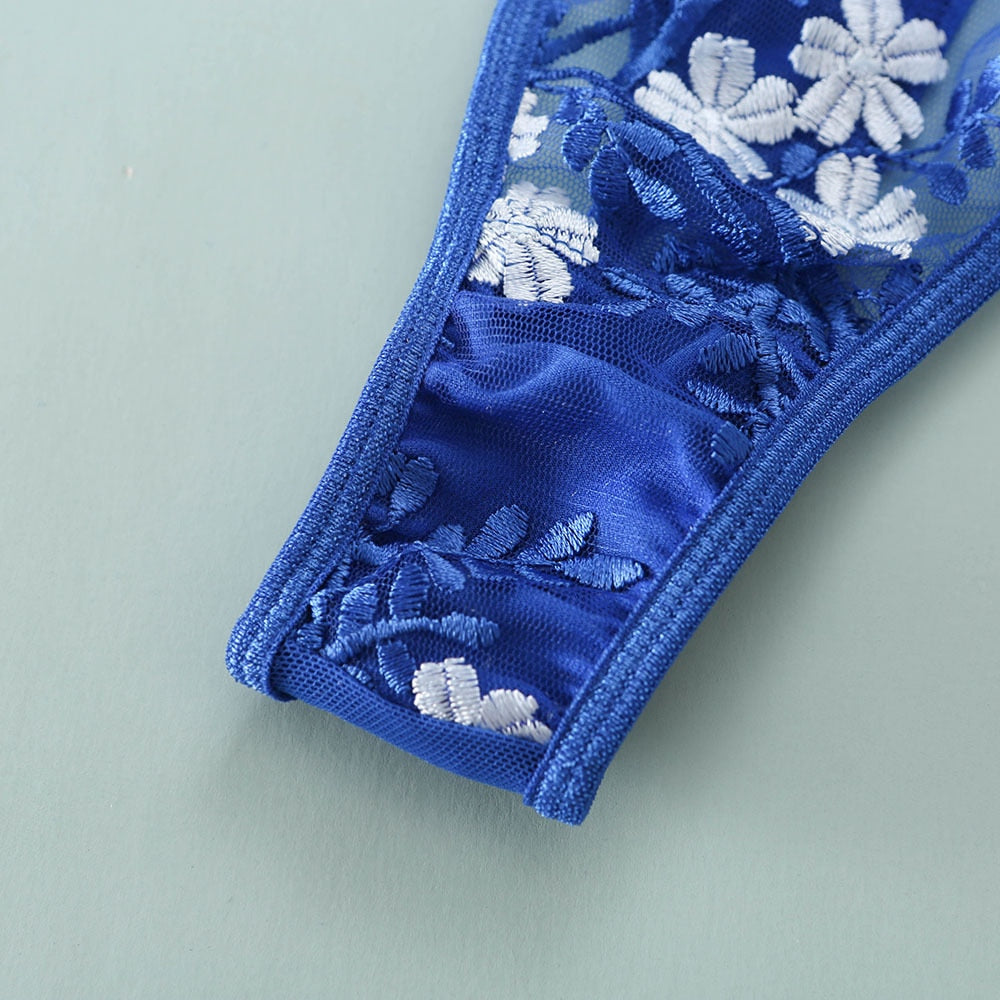 2 Piece Floral Embroidery Lingerie See Through Underwear Transparent Lingerie Lace Bra Thong Brief Set The Clothing Company Sydney