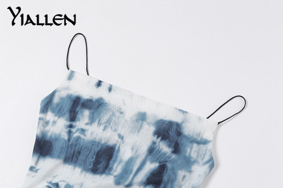 Summer Knit Sling Sleeveless Side Drawstring Casual Printing Street Slim MIni Dresses The Clothing Company Sydney