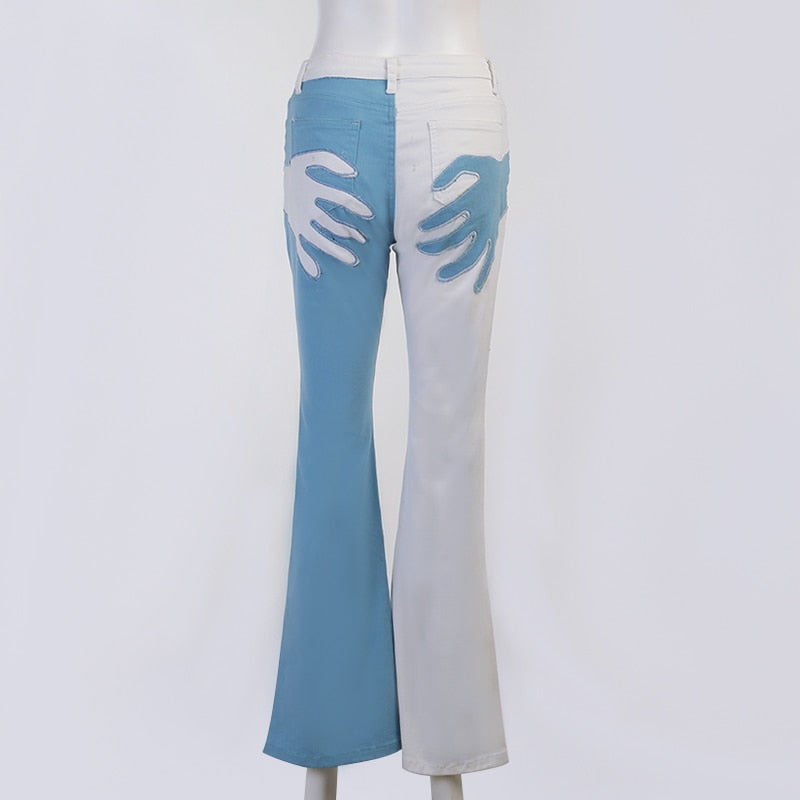 Flare Jeans Embroidery Trousers Y2K Casual Streetwear Denim Fashion Vintage  Patchwork Pants The Clothing Company Sydney