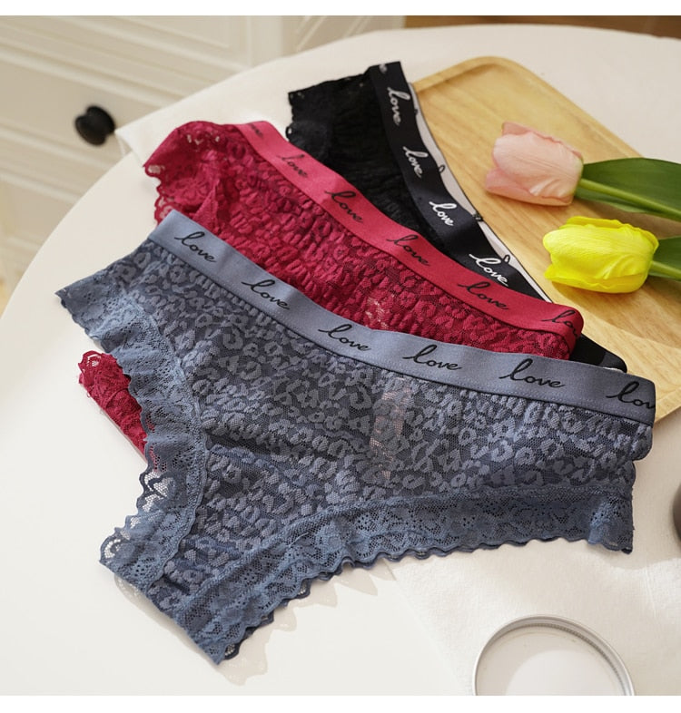 Lace Panties Low-waist Underwear  G String Transparent Lingerie LOVE Letter Embroidery Intimates Briefs The Clothing Company Sydney