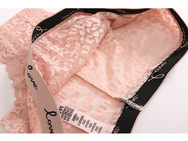 Lace Panties Low-waist Underwear  G String Transparent Lingerie LOVE Letter Embroidery Intimates Briefs The Clothing Company Sydney