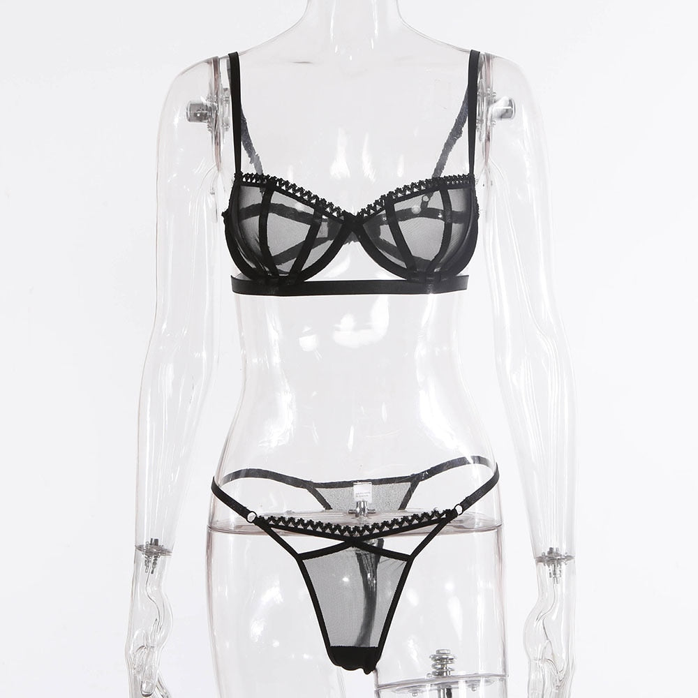 2 Piece Sensual Lingerie Set Push Up Bra Set Underwire Underwear Transparent Ultra-thin Bralette Set The Clothing Company Sydney