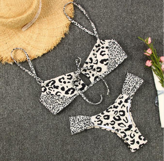 2 Piece Patchwork Leopard Polka Dot Bikinis Hollow Out String High Cut Swimwear Women Bathing Suit Printed Bikini Set The Clothing Company Sydney
