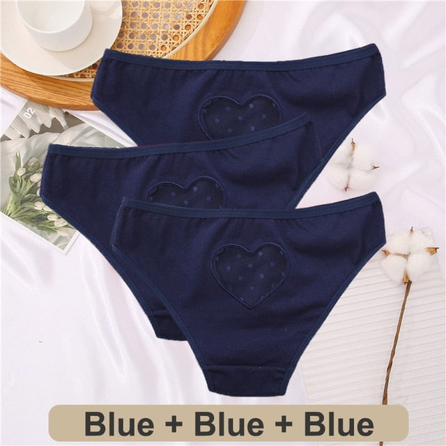 3 pack Cotton Mix Panties Lace Transparent Heart Low-Waist Underpant Hollow Out Briefs Seamless Underwear Lingerie The Clothing Company Sydney