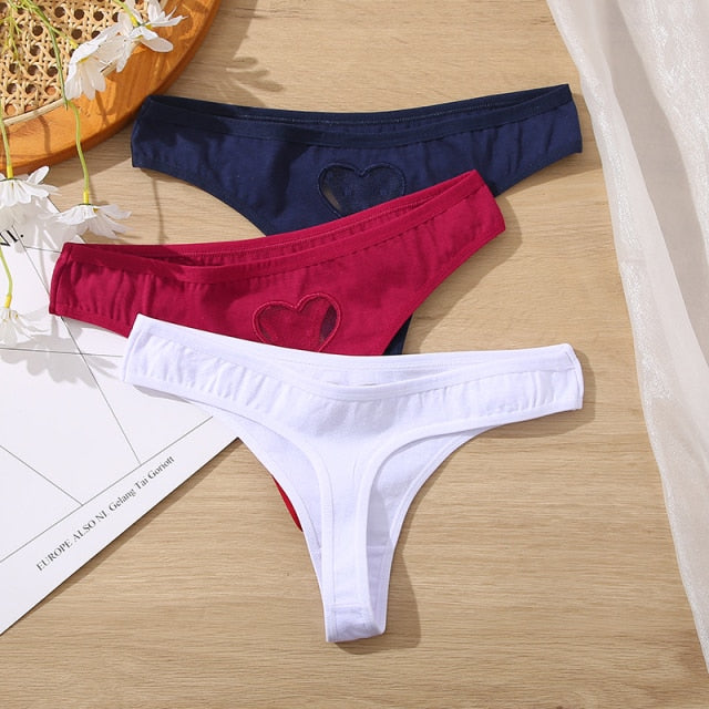 3 pack Cotton Mix Panties Lace Transparent Heart Low-Waist Underpant Hollow Out Briefs Seamless Underwear Lingerie The Clothing Company Sydney