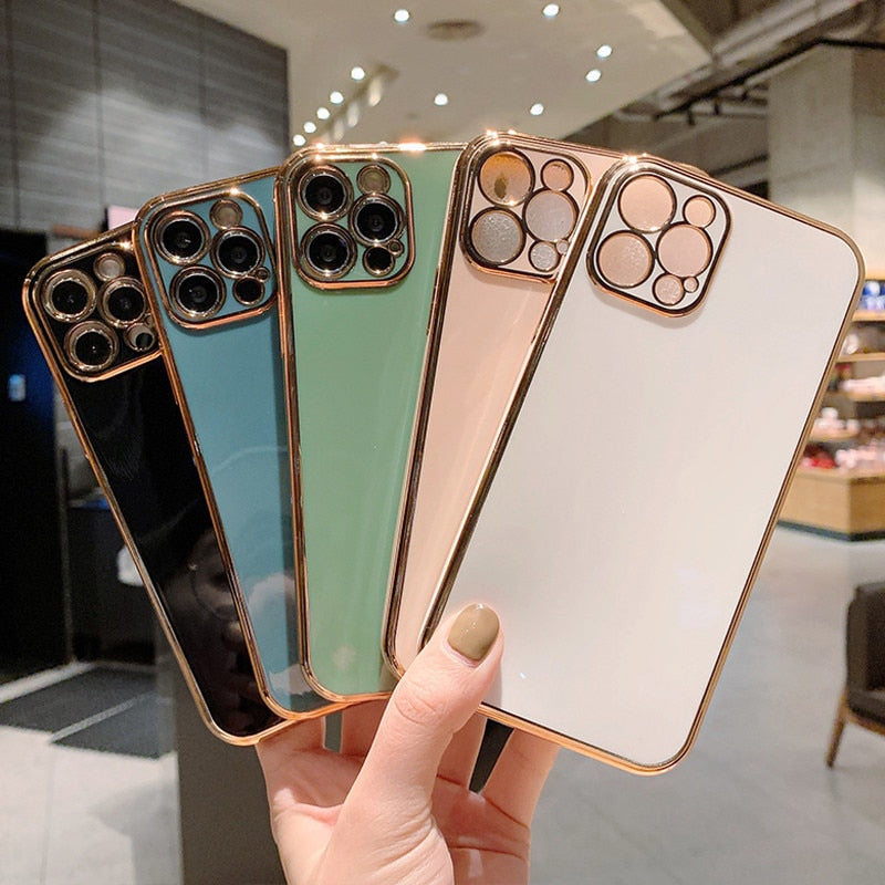 Solid Plating Lens Protection Phone Case For iPhone 12 Pro Max 11 13 Pro Max X XR XS Plus Soft TPU Cover The Clothing Company Sydney