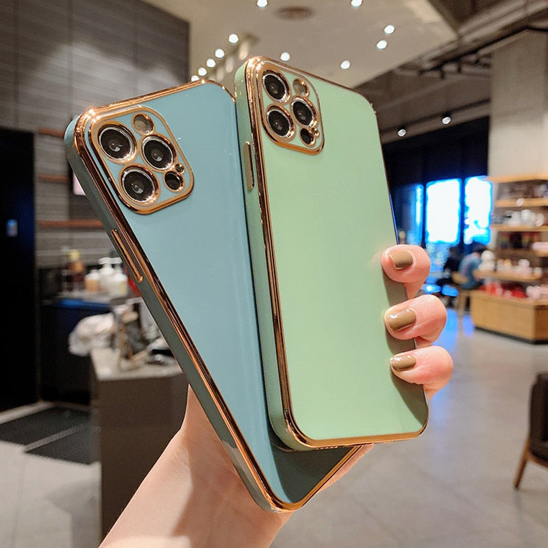 Solid Plating Lens Protection Phone Case For iPhone 12 Pro Max 11 13 Pro Max X XR XS Plus Soft TPU Cover The Clothing Company Sydney