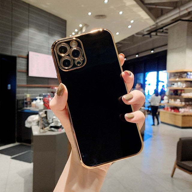 Solid Plating Lens Protection Phone Case For iPhone 12 Pro Max 11 13 Pro Max X XR XS Plus Soft TPU Cover The Clothing Company Sydney