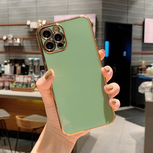 Solid Plating Lens Protection Phone Case For iPhone 12 Pro Max 11 13 Pro Max X XR XS Plus Soft TPU Cover The Clothing Company Sydney