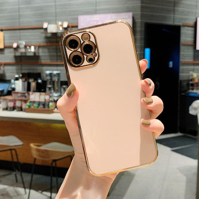 Solid Plating Lens Protection Phone Case For iPhone 12 Pro Max 11 13 Pro Max X XR XS Plus Soft TPU Cover The Clothing Company Sydney