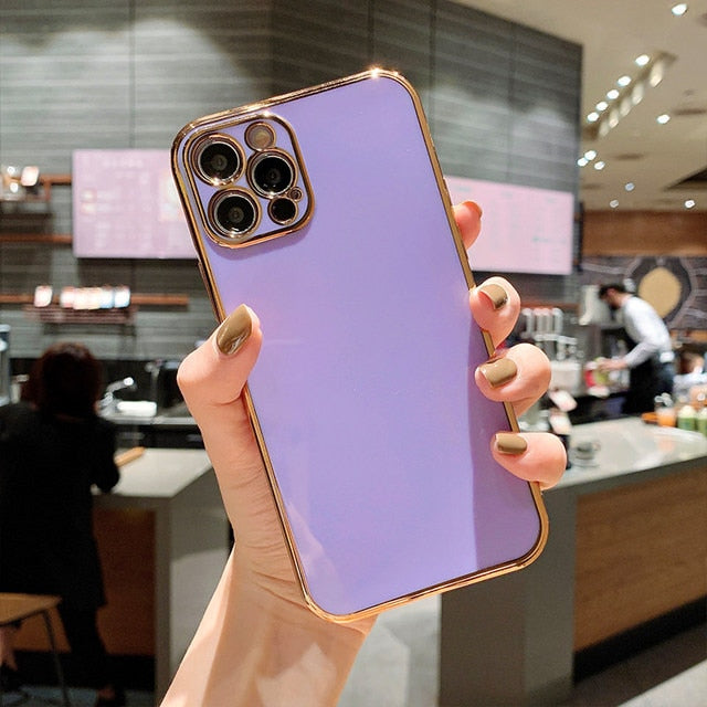 Solid Plating Lens Protection Phone Case For iPhone 12 Pro Max 11 13 Pro Max X XR XS Plus Soft TPU Cover The Clothing Company Sydney