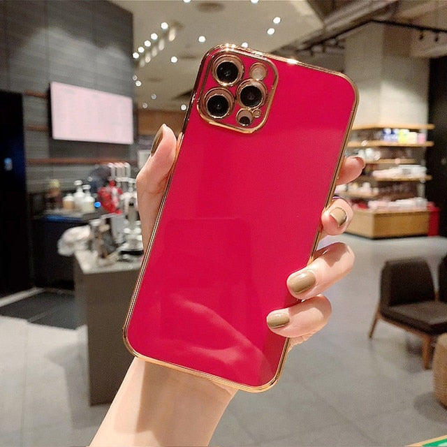 Solid Plating Lens Protection Phone Case For iPhone 12 Pro Max 11 13 Pro Max X XR XS Plus Soft TPU Cover The Clothing Company Sydney