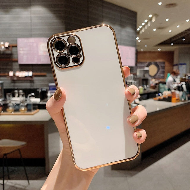 Solid Plating Lens Protection Phone Case For iPhone 12 Pro Max 11 13 Pro Max X XR XS Plus Soft TPU Cover The Clothing Company Sydney