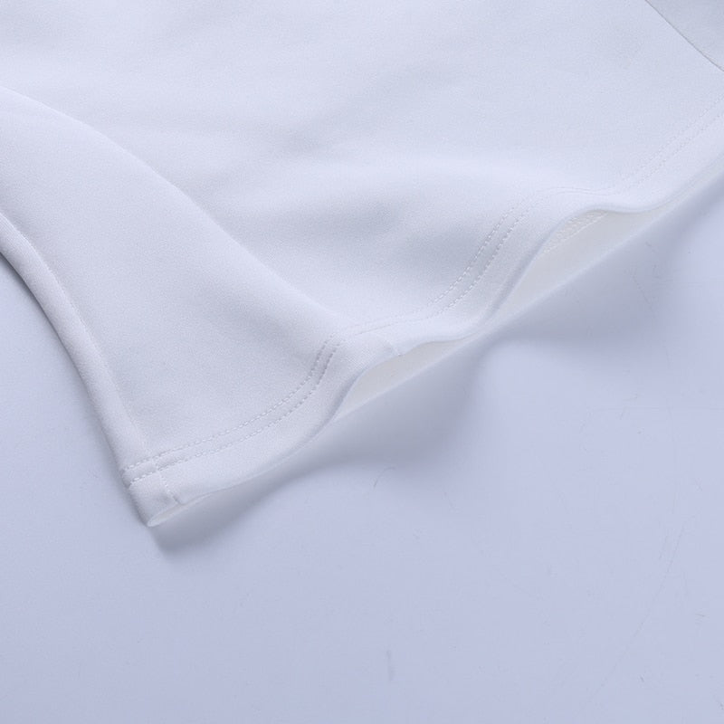 Elegant T Shirt Slash Neck Lantern Sleeve Bandage Solid White Tops Autumn Casual Slim Office Top The Clothing Company Sydney