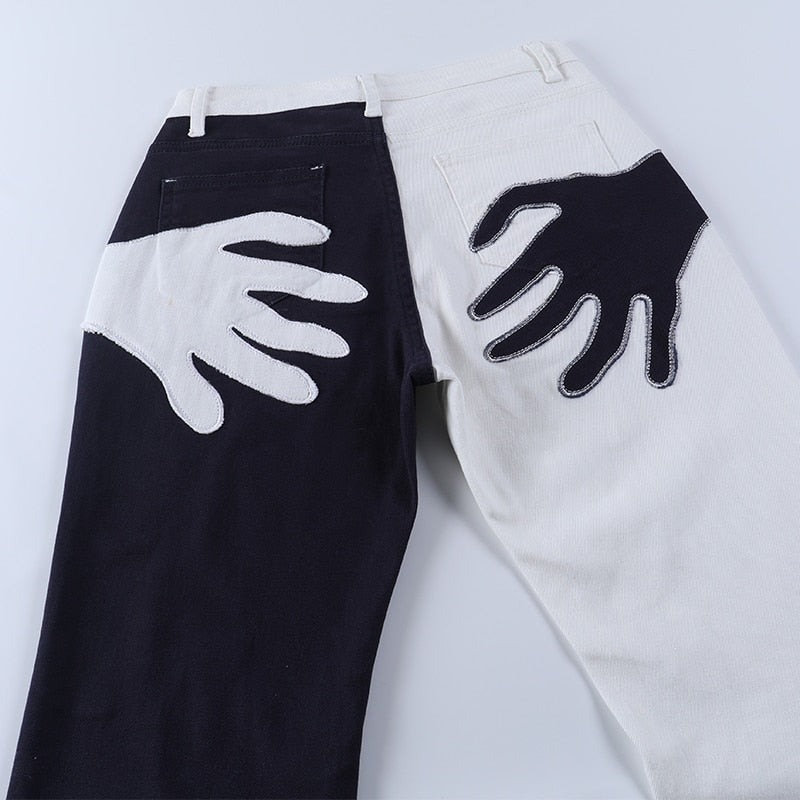Flare Jeans Embroidery Trousers Y2K Casual Streetwear Denim Fashion Vintage  Patchwork Pants The Clothing Company Sydney