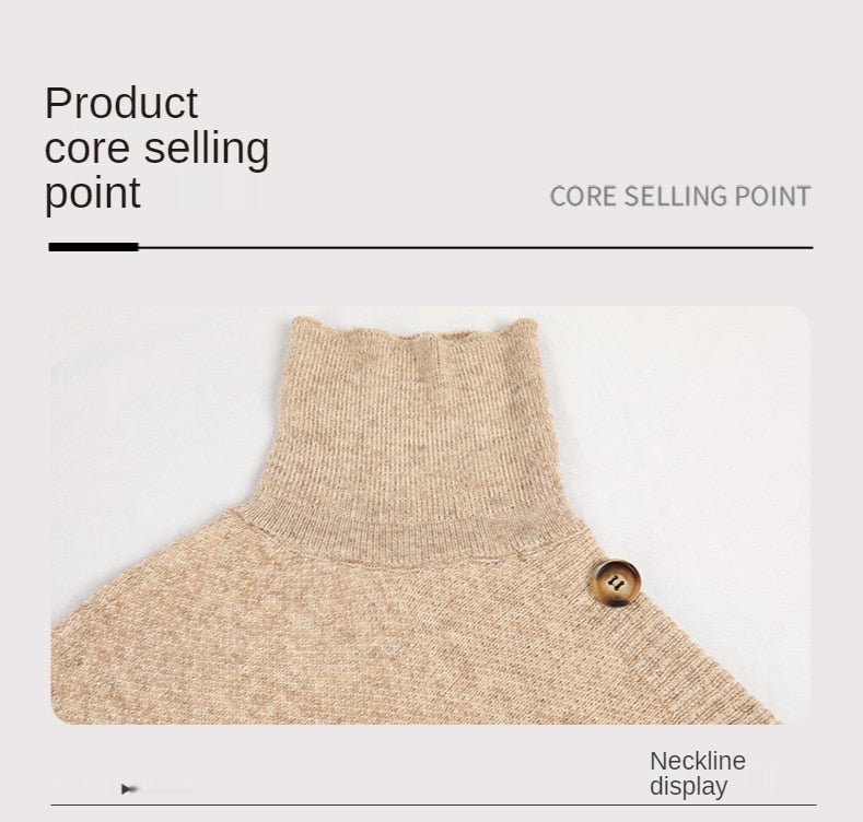 Autumn Winter Button Sweater Oversized Turtleneck Jumper Knitwear Holiday Vintage Cape Batwing Sleeve Poncho Pullover The Clothing Company Sydney