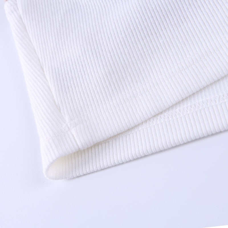 Cami top summer rib knit bikini patchwork slash neck slim skinny backless crop top casual strap top The Clothing Company Sydney