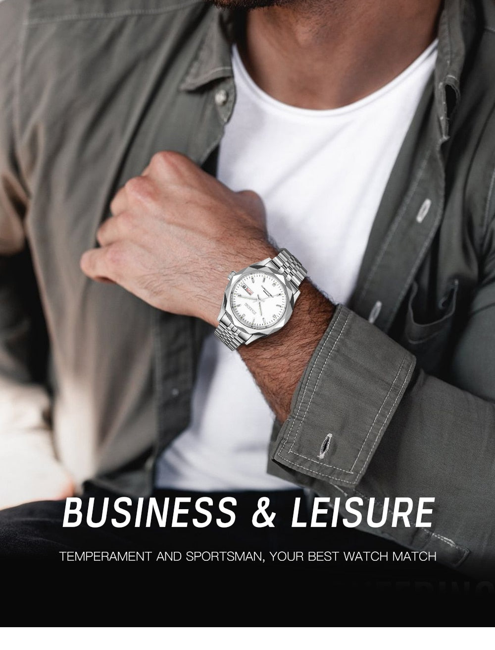 Men's Automatic Mechanical MIYOTA Movt Stainless Steel Business Calendar Week Display Water Resistant Watch The Clothing Company Sydney