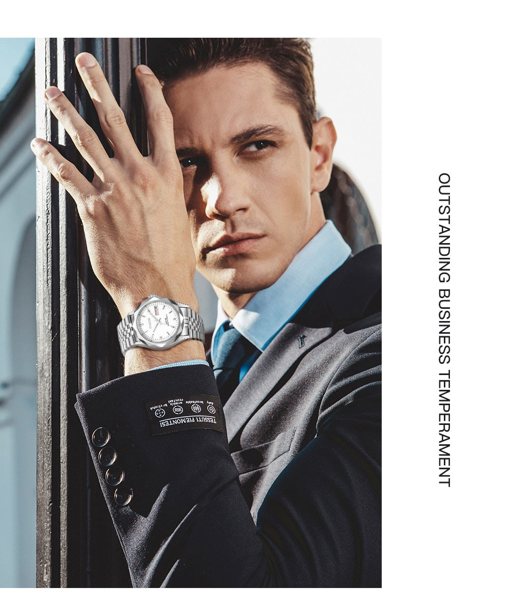 Men's Automatic Mechanical MIYOTA Movt Stainless Steel Business Calendar Week Display Water Resistant Watch The Clothing Company Sydney