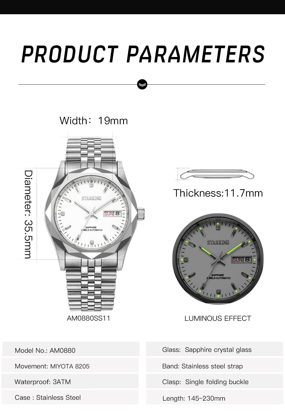 Men's Automatic Mechanical MIYOTA Movt Stainless Steel Business Calendar Week Display Water Resistant Watch The Clothing Company Sydney