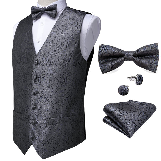 5 Piece Vests Slim Fit Mens Wedding Suit Casual Sleeveless Formal Business Waistcoat Hanky Necktie Bow Tie Set The Clothing Company Sydney