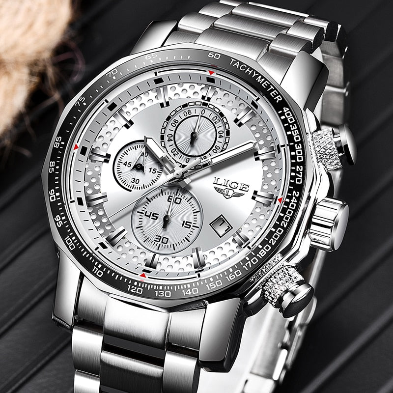Men's Watches Top Luxury Brand Stainless Steel Quartz Watch Men Chronograph Waterproof Wrist Watch The Clothing Company Sydney