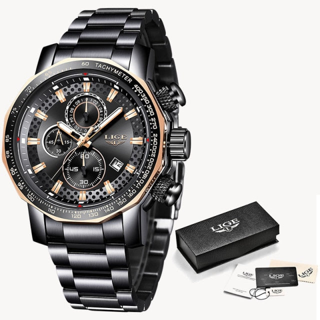 Men's Watches Top Luxury Brand Stainless Steel Quartz Watch Men Chronograph Waterproof Wrist Watch The Clothing Company Sydney