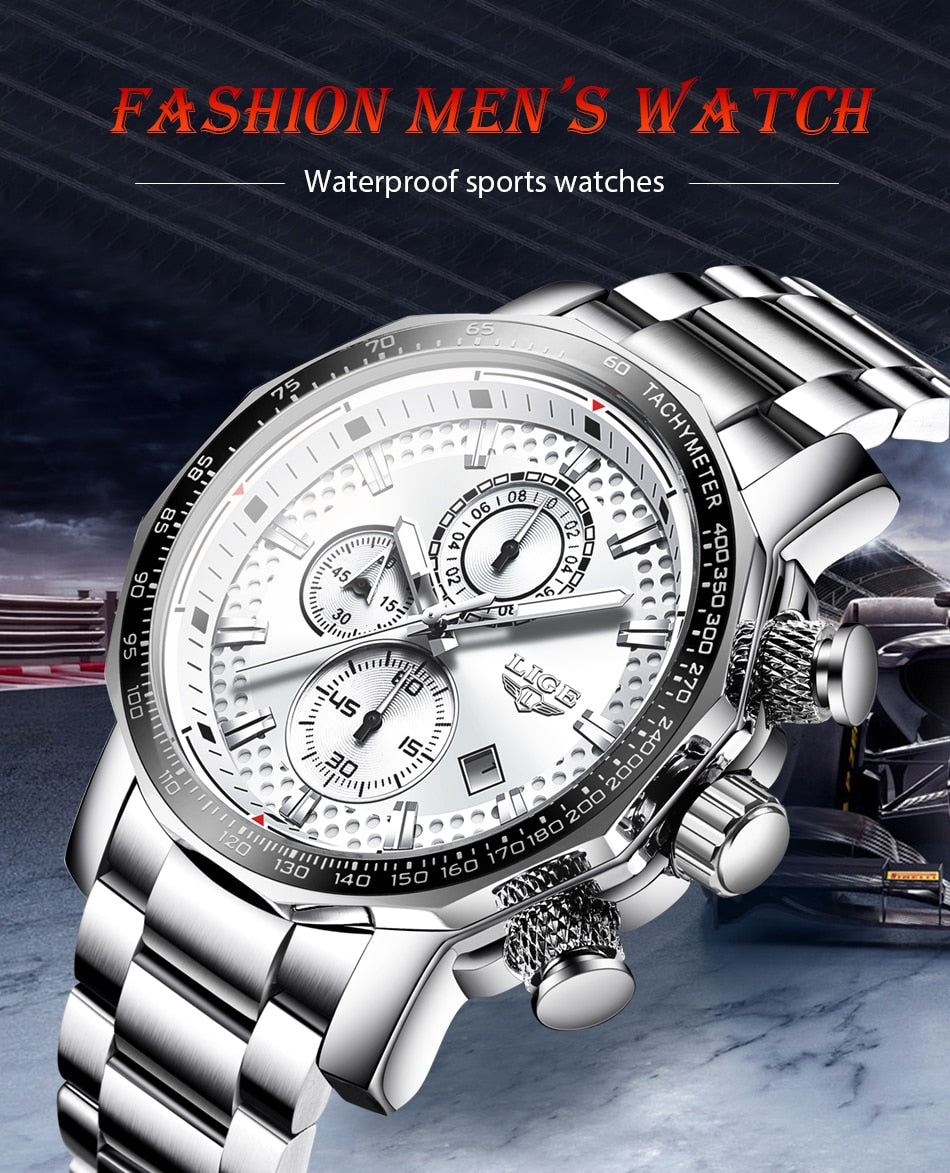 Men's Watches Top Luxury Brand Stainless Steel Quartz Watch Men Chronograph Waterproof Wrist Watch The Clothing Company Sydney