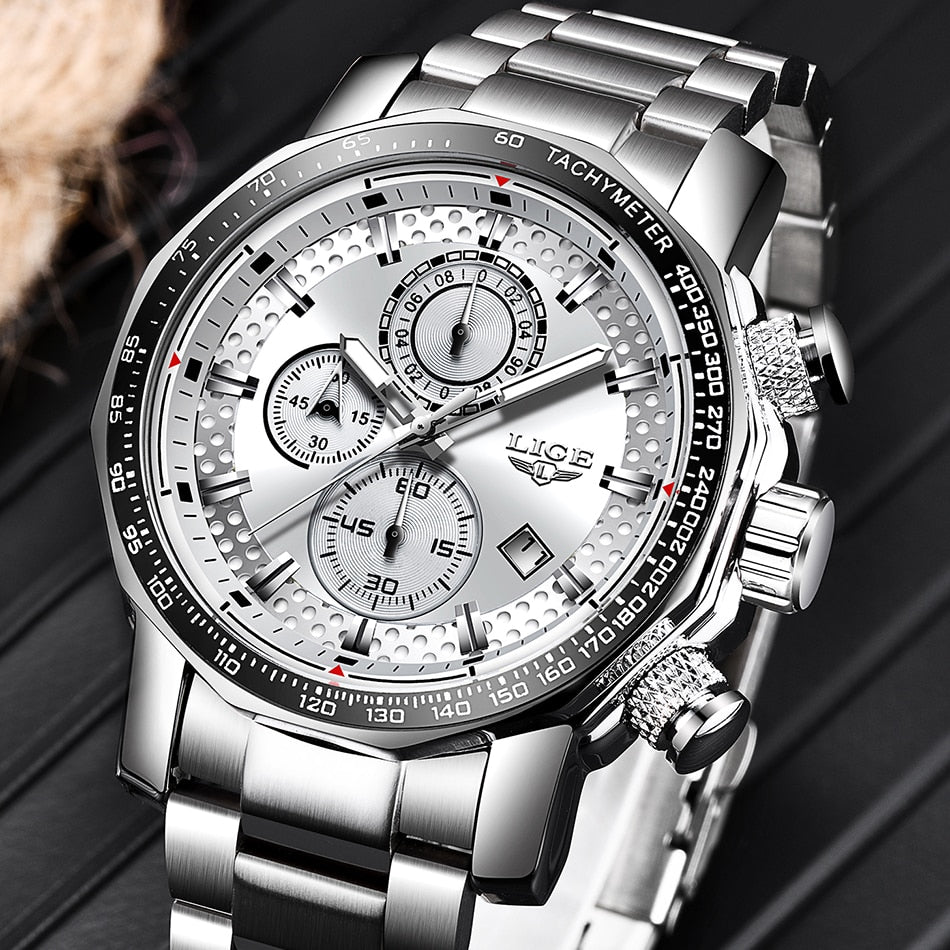 Men's Watches Top Luxury Brand Stainless Steel Quartz Watch Men Chronograph Waterproof Wrist Watch The Clothing Company Sydney