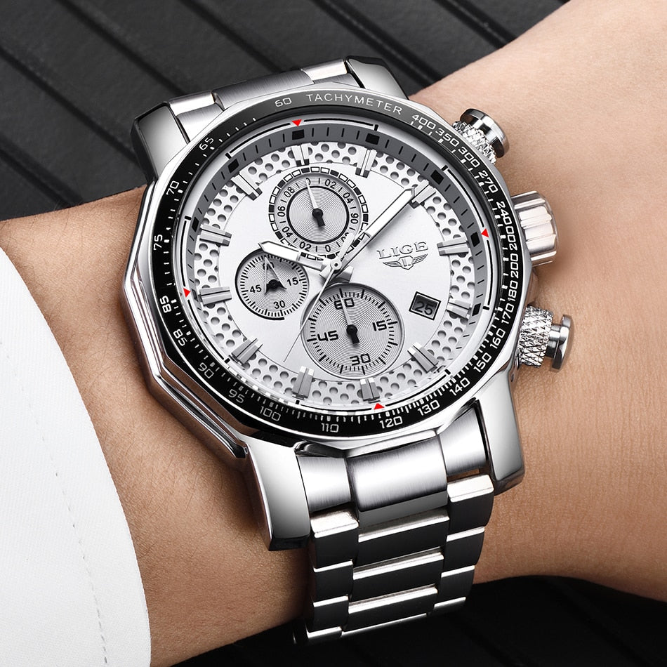 Men's Watches Top Luxury Brand Stainless Steel Quartz Watch Men Chronograph Waterproof Wrist Watch The Clothing Company Sydney