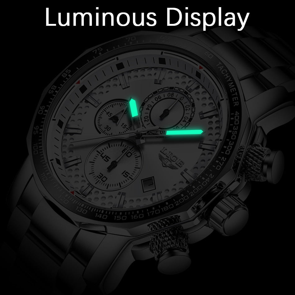 Men's Watches Top Luxury Brand Stainless Steel Quartz Watch Men Chronograph Waterproof Wrist Watch The Clothing Company Sydney