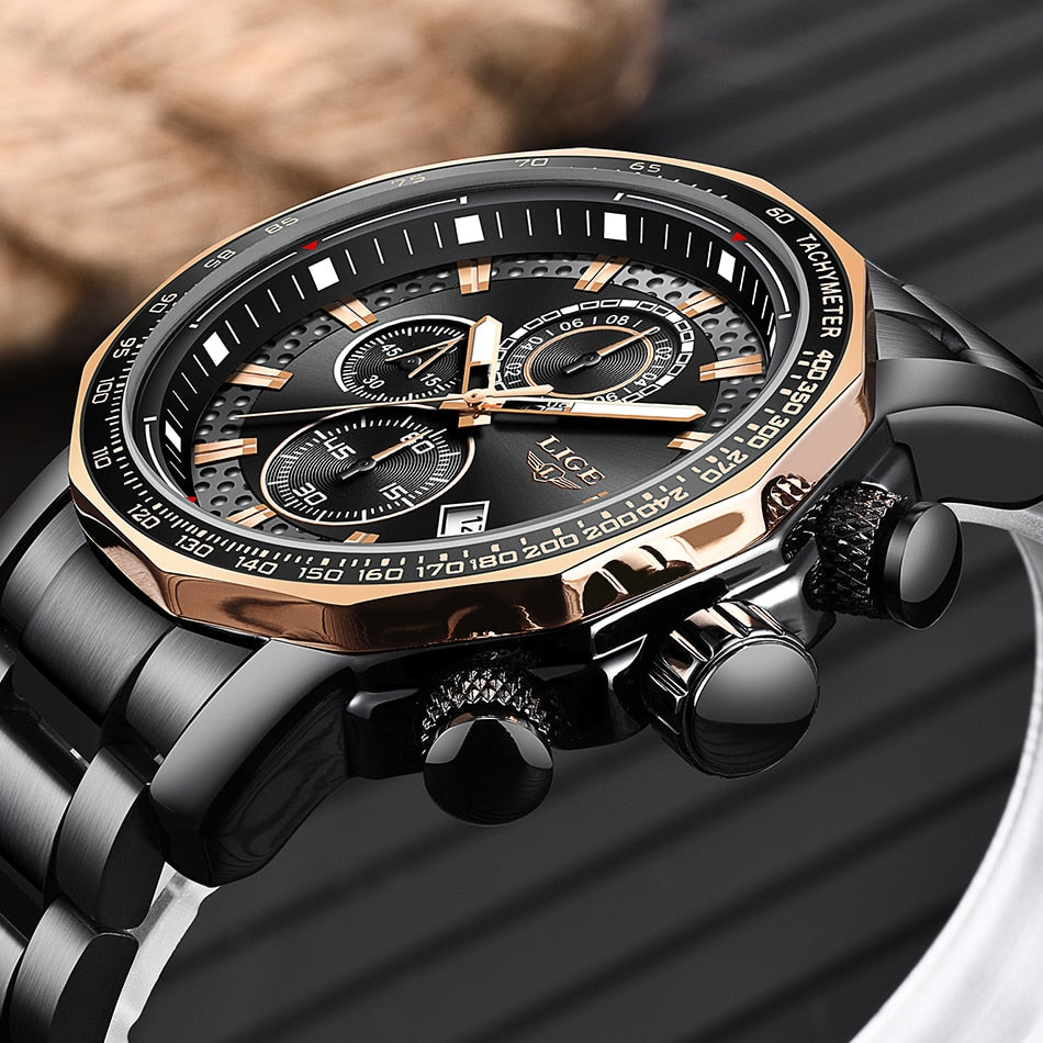 Men's Watches Top Luxury Brand Stainless Steel Quartz Watch Men Chronograph Waterproof Wrist Watch The Clothing Company Sydney